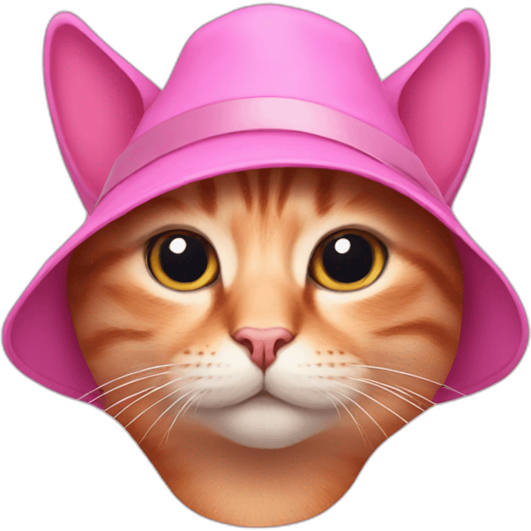 Photo of a pink cat with a hat emoji