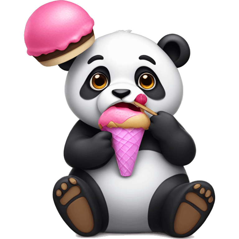 Panda eating pink icecream (coquette) emoji