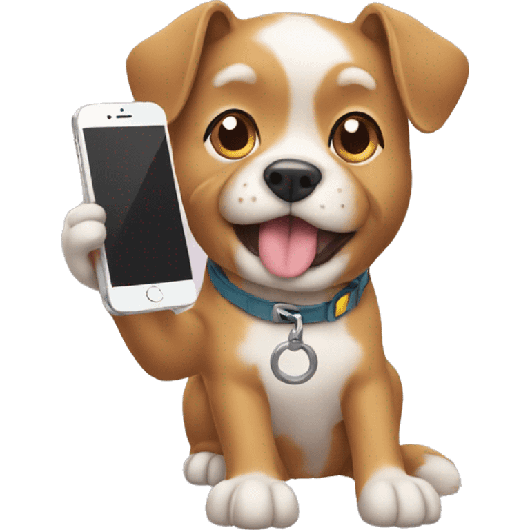 a dog typing on its iphone emoji