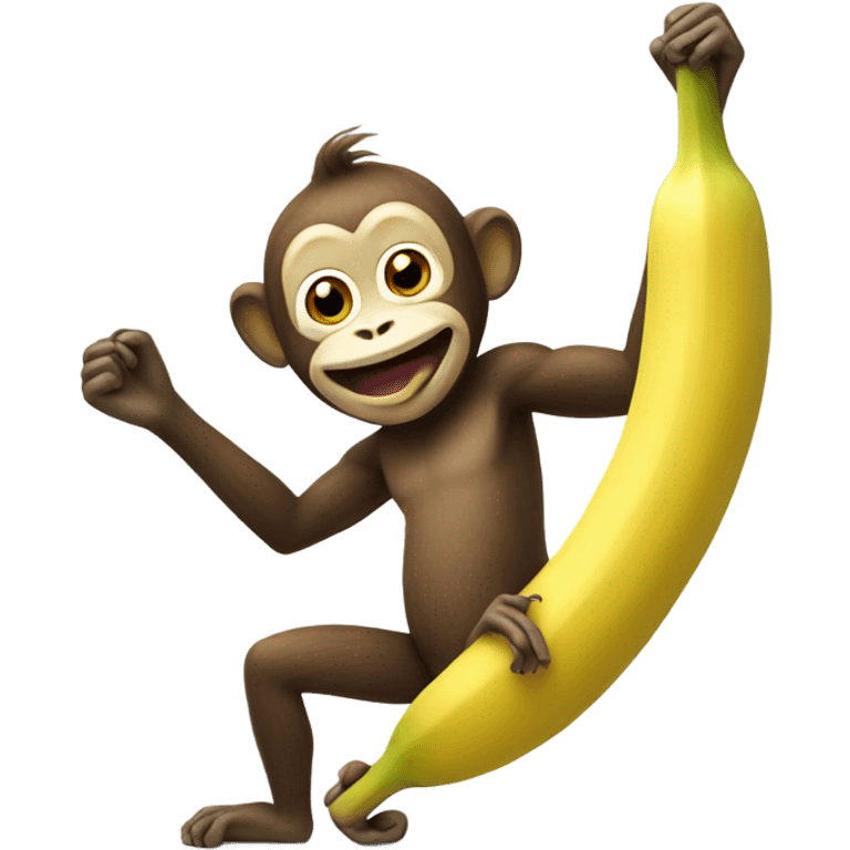 A banana playing with a monkey emoji