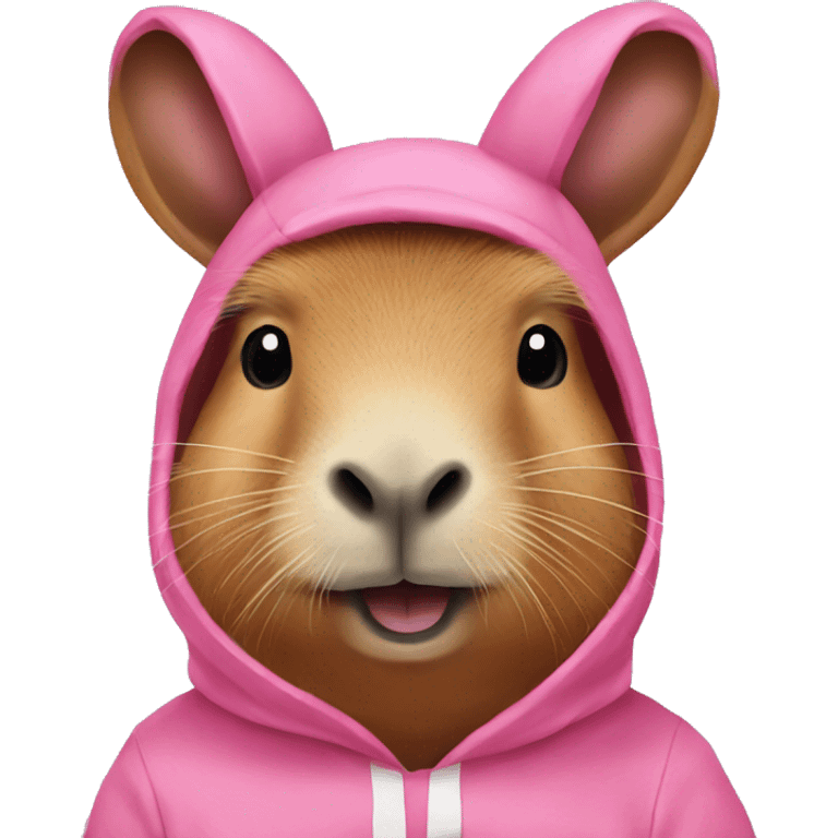 Capybara in a pink bunny costume  emoji