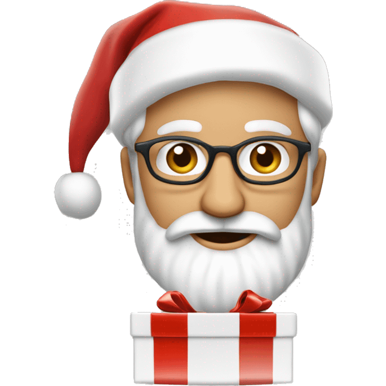 père Noël avec cadeau est costume rouge et barbe blanche emoji