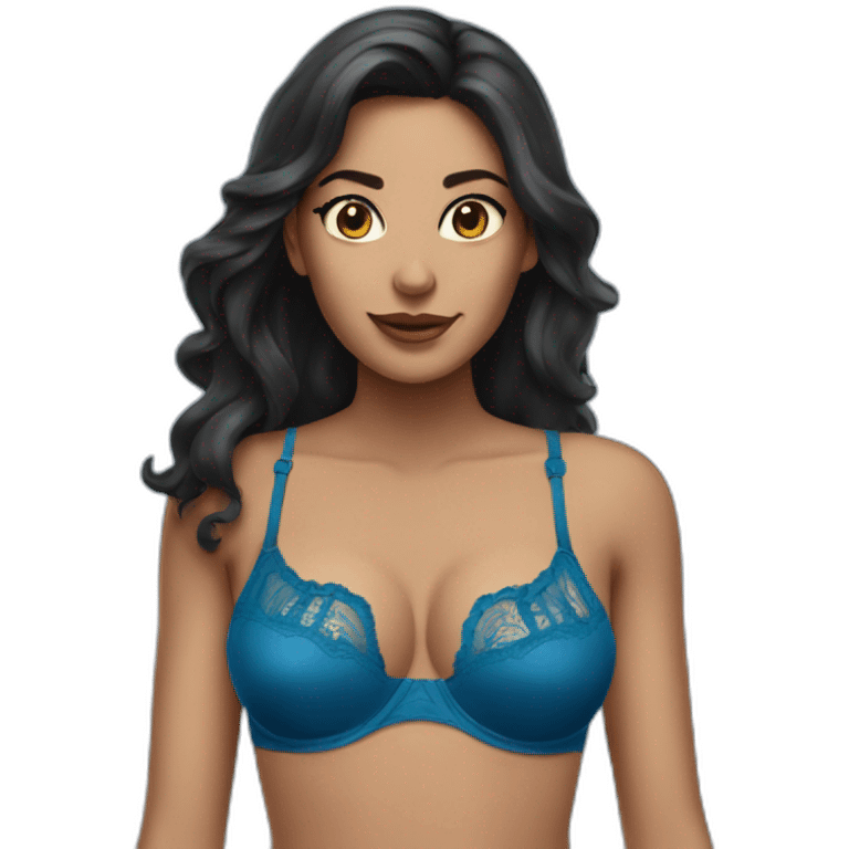 Lingerie blue brunnete woman emoji