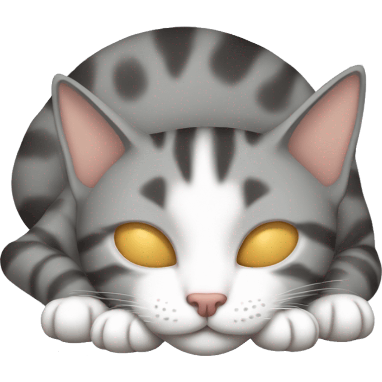 cat sleeping gray tabby emoji