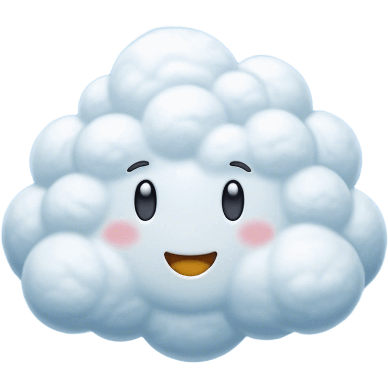 Cinematic Realistic Cumulus Emoji, Big and puffy, with cotton-like clouds floating in the clear blue sky. The rounded tops of the clouds glow with the light of the sun, while their soft, white texture adds a sense of calm and spaciousness. Soft glowing outline, capturing the essence of warmth, comfort, and peaceful skies in a perfect cumulus cloud! emoji