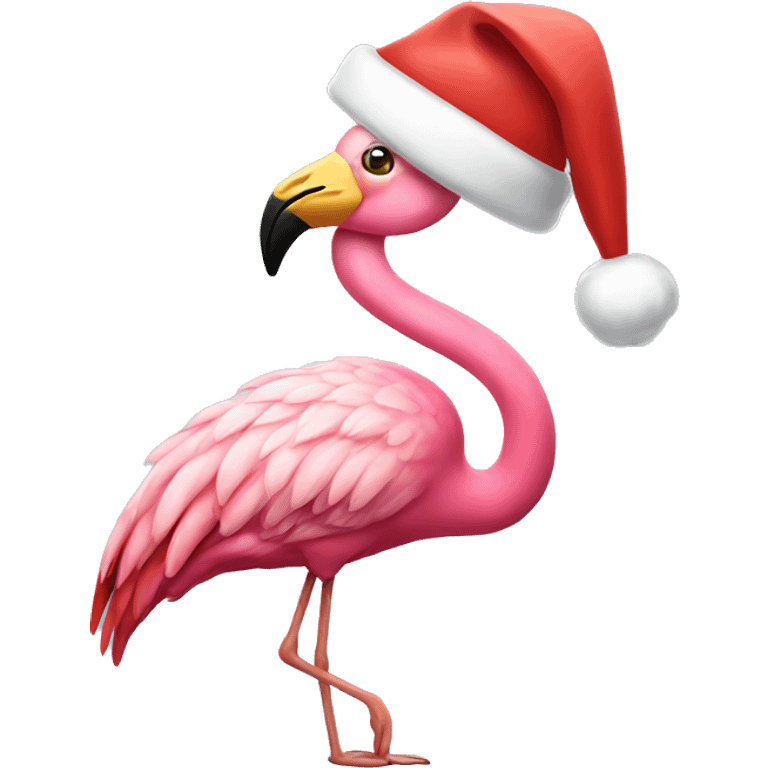 Flamingo wearing Santa hat emoji