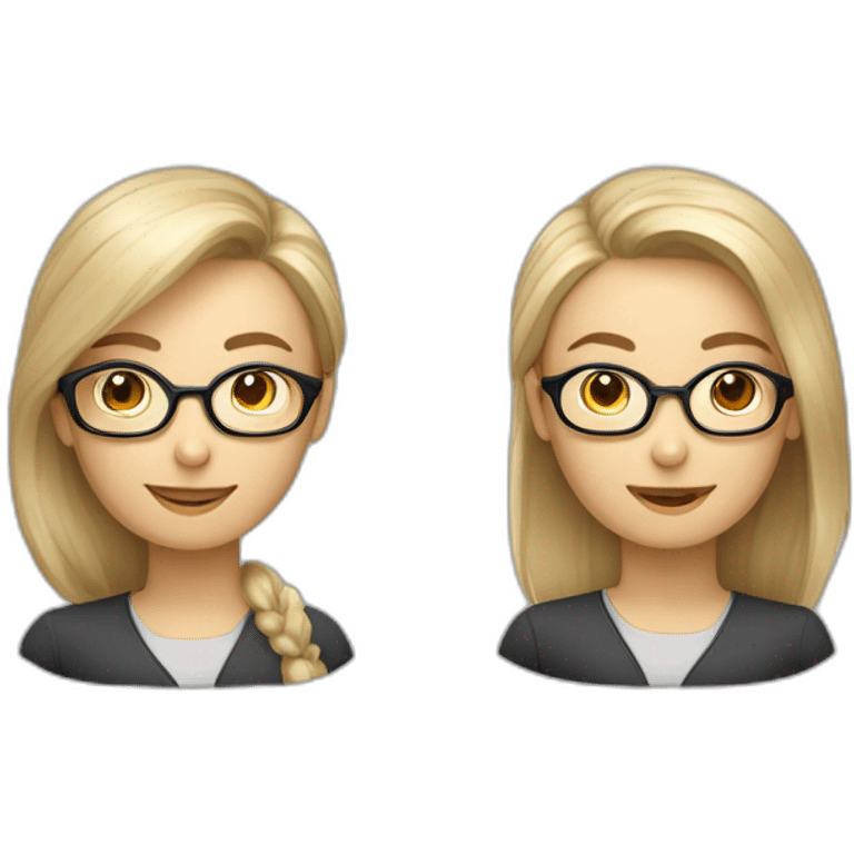 Profesora de matemáticas con gafas y calculadora, rubia y de pelo corto emoji