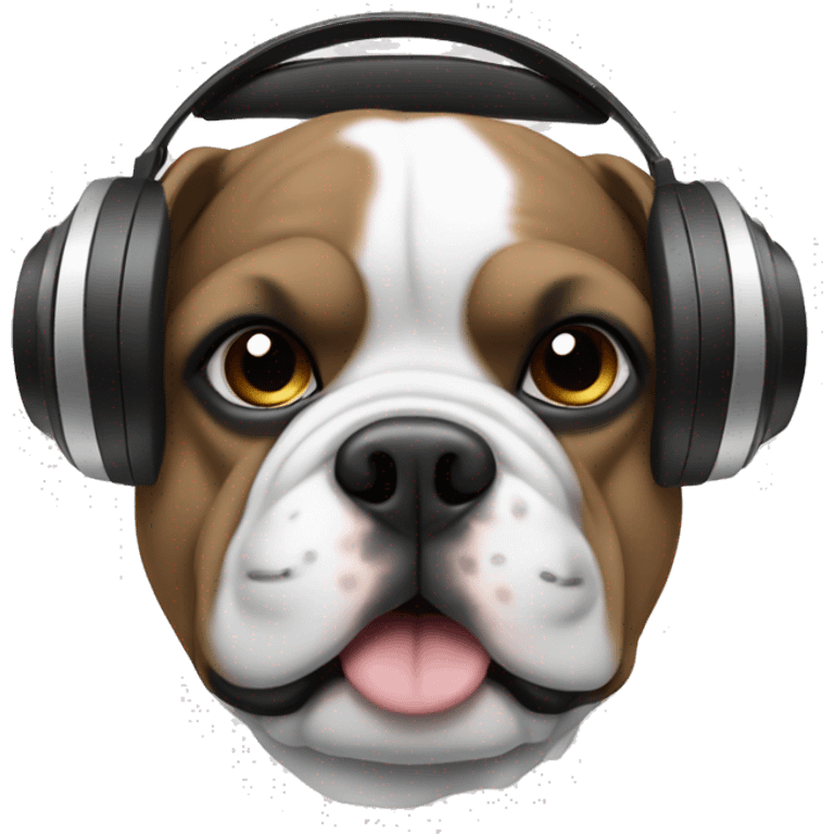 frech buldog black and white with headphones  emoji