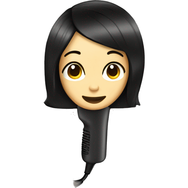 black hair dryer emoji