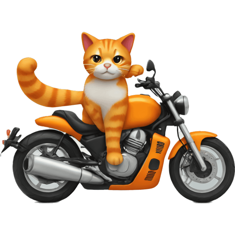 Orange cat ride motorbike emoji