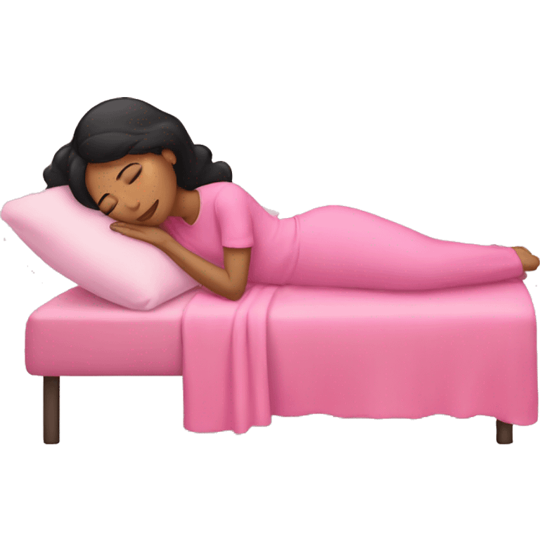 A woman with black Hair sleeping in pink emoji