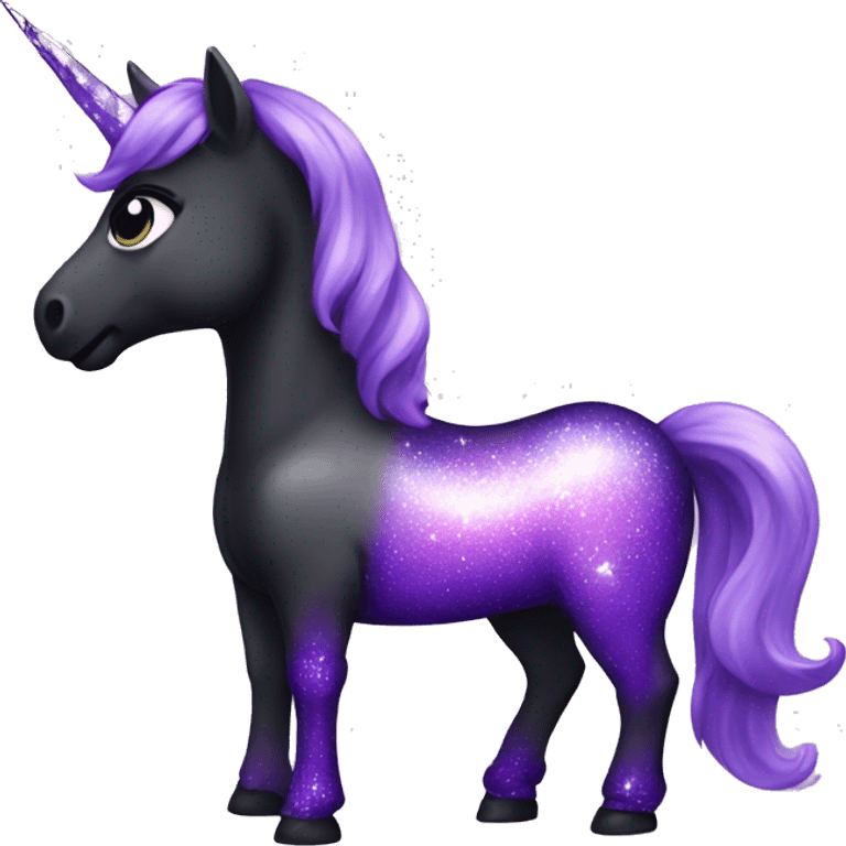 Black and purple sparkling unicorn  emoji