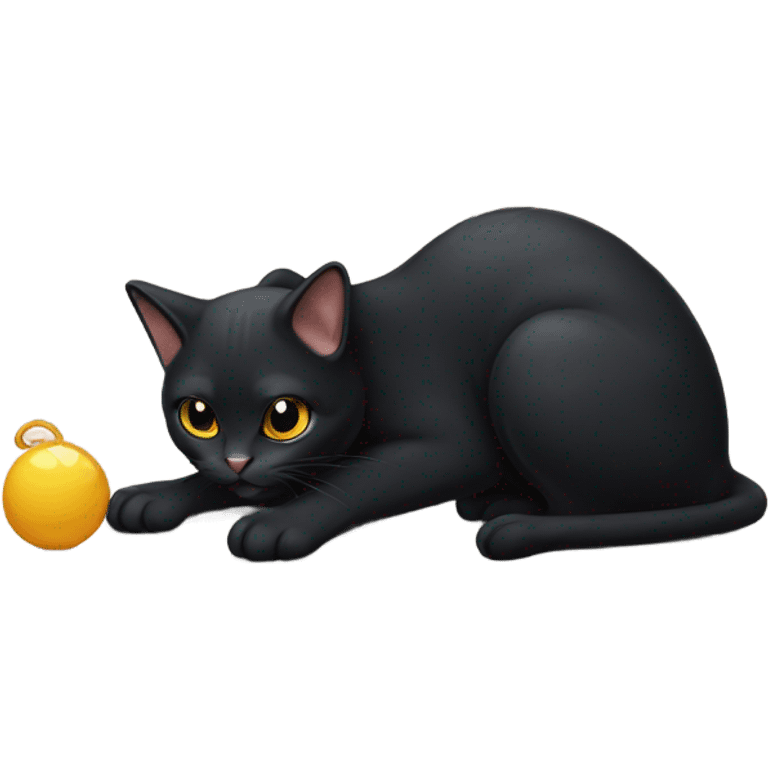 Black cat playing with a mouse emoji