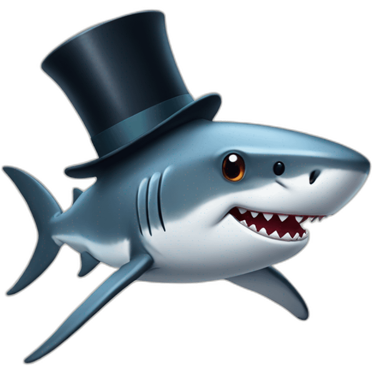 Shark with a top hat emoji