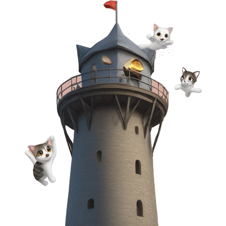 Cats flying into tower emoji