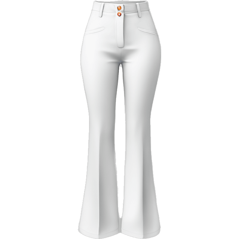 Realistic isolated white high waist button up flare leg dressy casual trouser pants. emoji