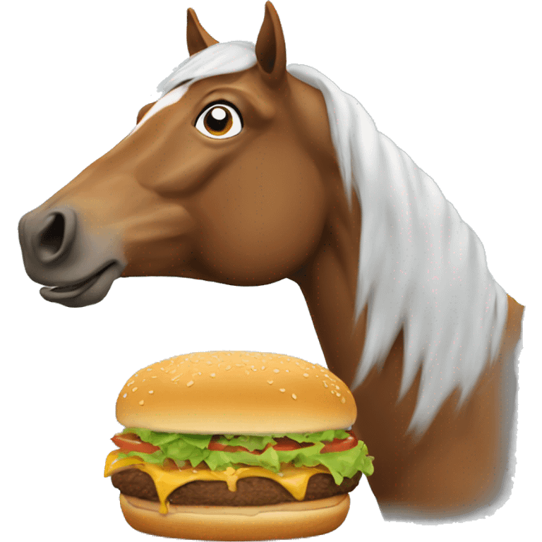 Horse eating a burger emoji