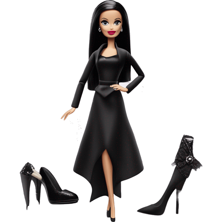 1960’s style Principessa Barbie, teen Morticia Addams,cute,showing off, show full body, accessories  emoji