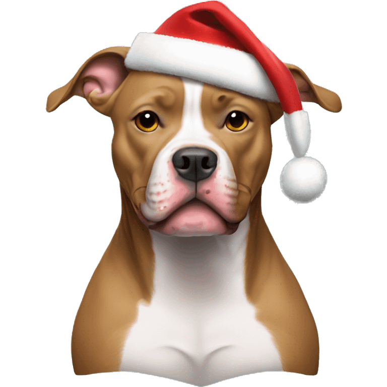 Pitbull wearing a Christmas hat and a hoodie  emoji