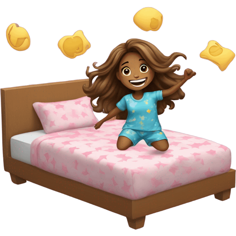 A girl Jumping in bed emoji