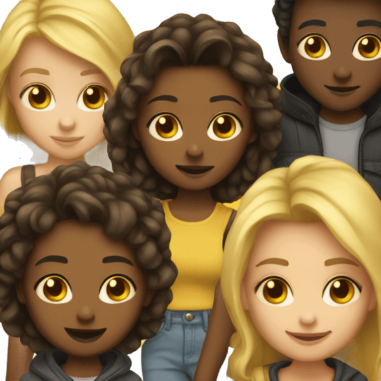 3 group of friends yellow skin emoji