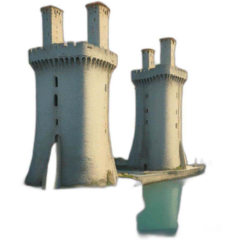 Two towers La Rochelle in ocean emoji