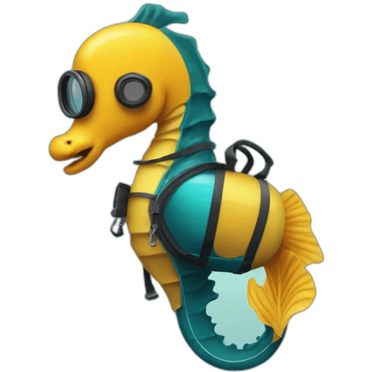 seahorse wearing scuba diving equipment emoji