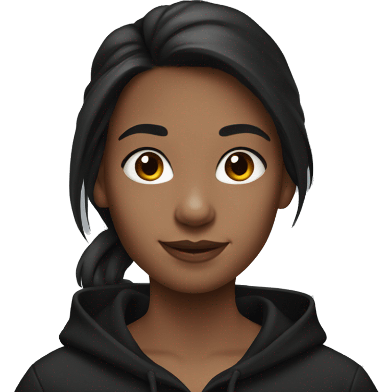 Girl with Dark brown hair and black hoodie and AirPods  emoji