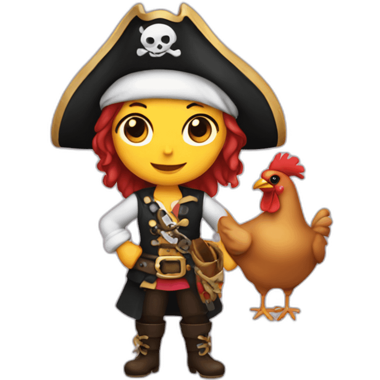 Pirate girl holding chicken emoji