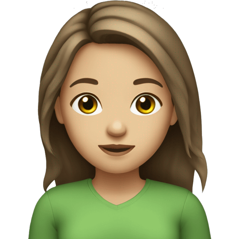 girl with green eyes and brown shoulder length hair  emoji