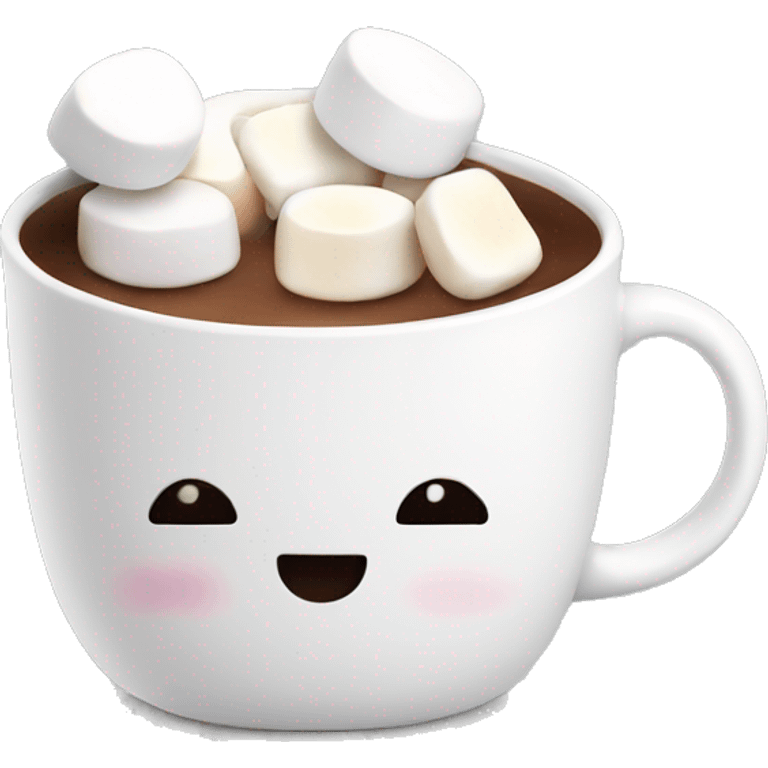 White cozy mug with hot chocolate and marshmallows on top emoji