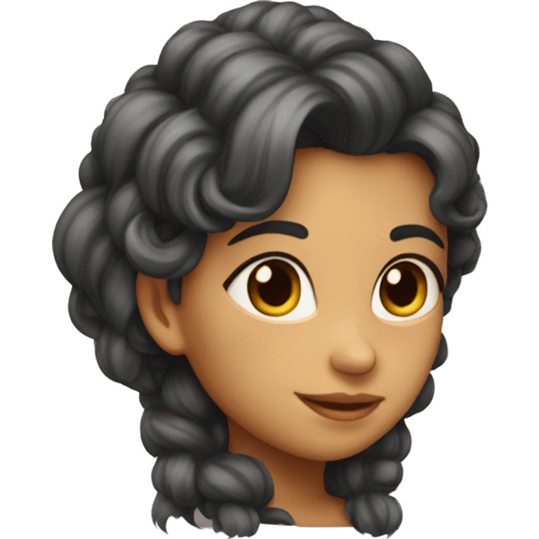 Joli fille avec des long cheveux châtains foncé  emoji