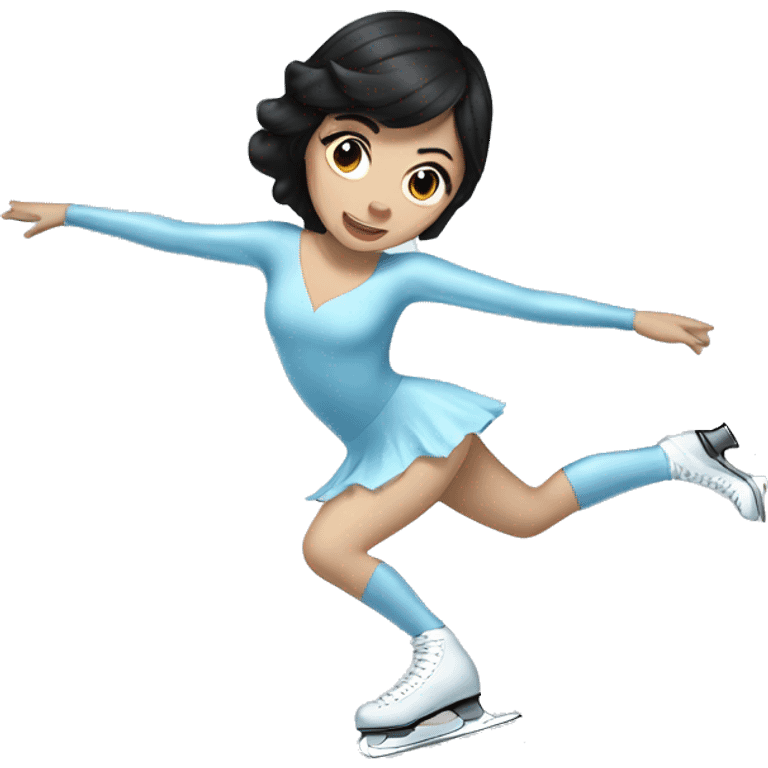 ice skater with black hair and pale skin skating trough the ice emoji