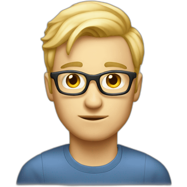 Blond man programmer big hazelnut emoji