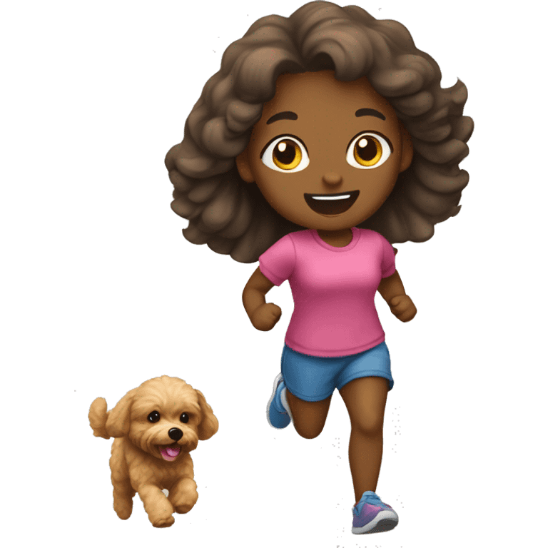 A girl run with maltipoo emoji