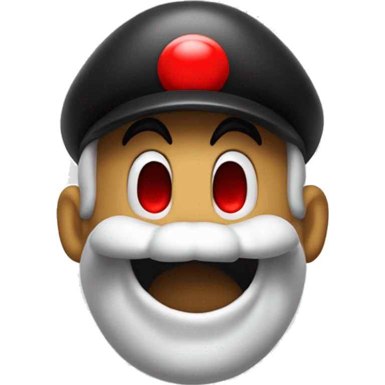 mario with black mustache, red hat, as a ghost, mouth open emoji