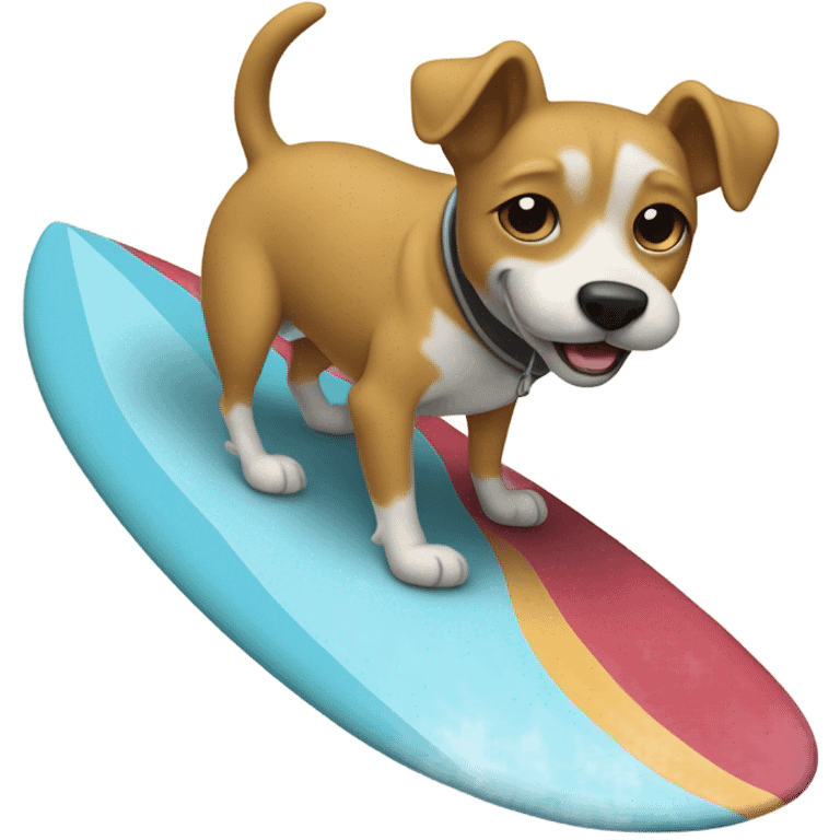 Dog wearing a hoodie riding a surfboard on a wave emoji