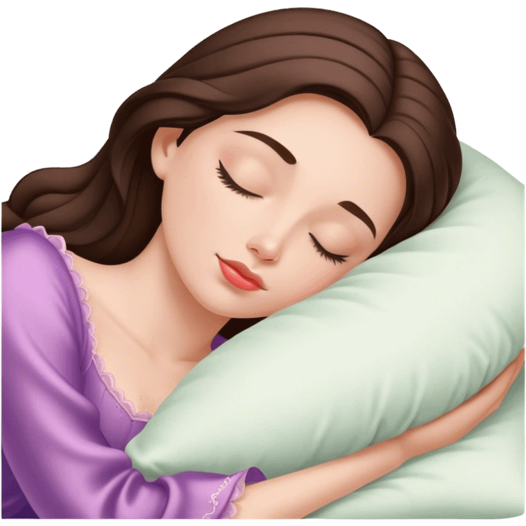 sleeping beauty brunette white girl with a silk pillow emoji