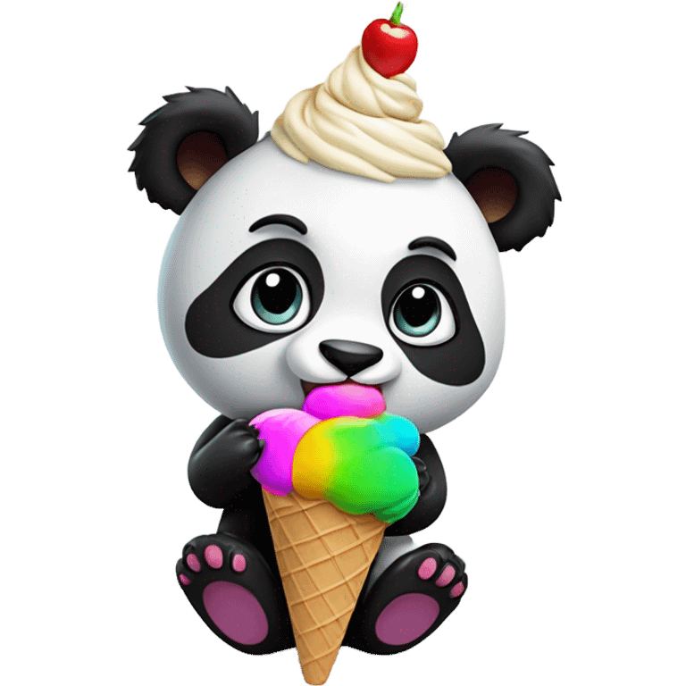 Panda eating ice cream emoji