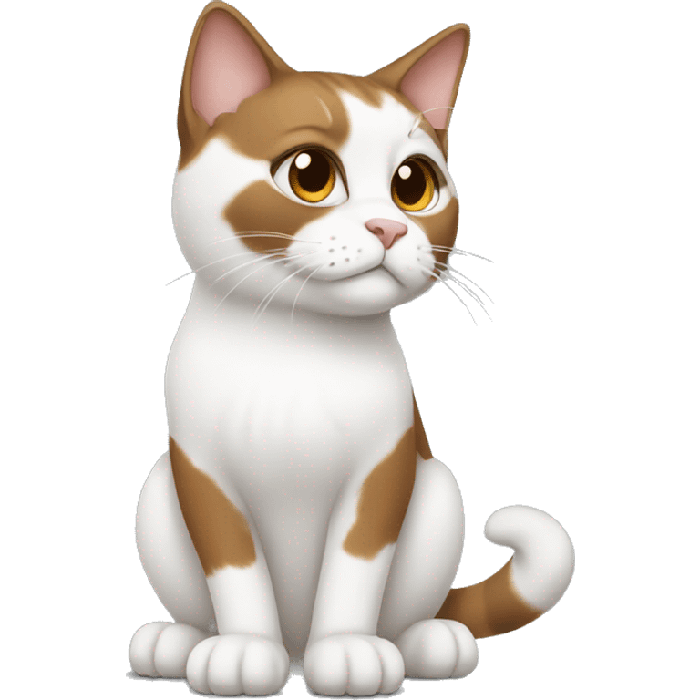 White and brown cat sitting emoji