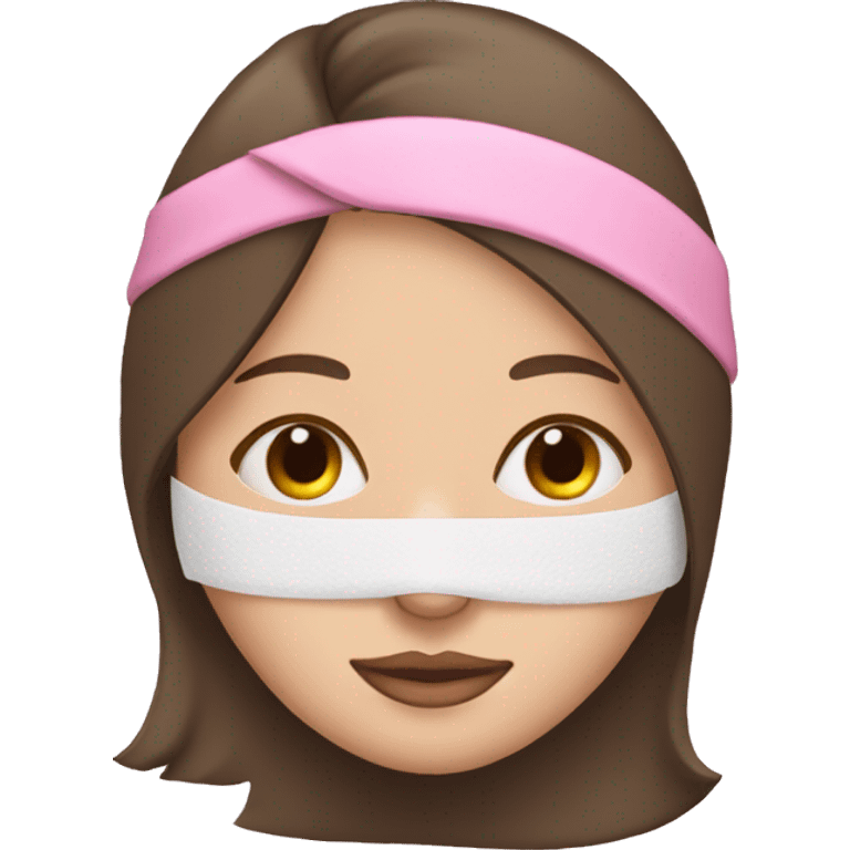 A brunette girl white skin sleeping and wearing a pink sleep mask  emoji