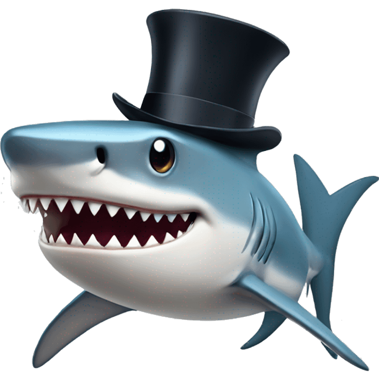 Shark with a top hat emoji