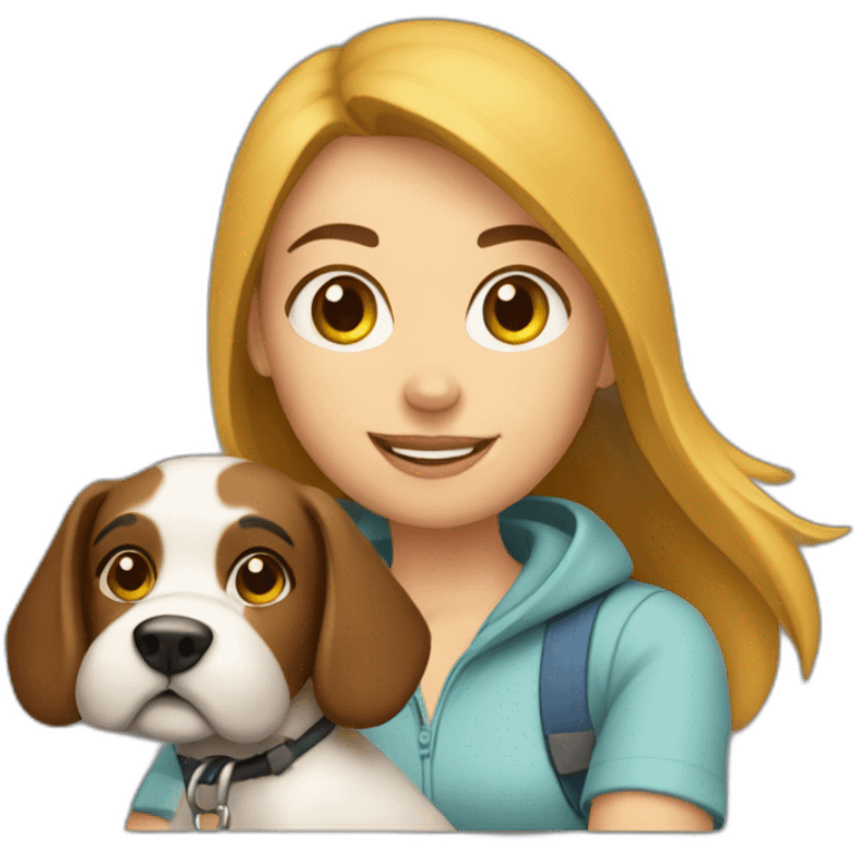 Girl driving a dog emoji