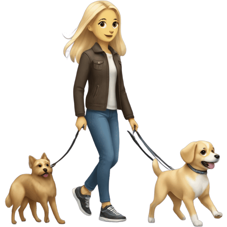 Blonde girl walking dog emoji