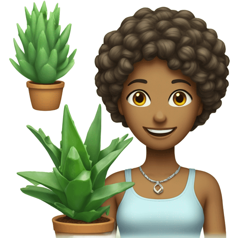 bella donna con pianta di aloe emoji