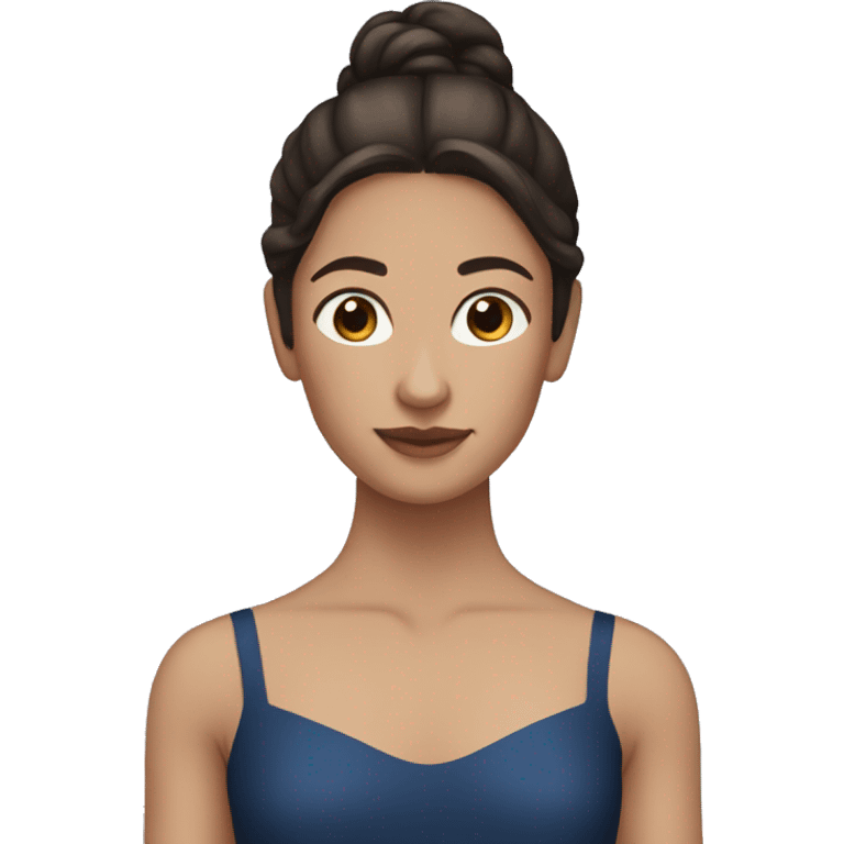 Ballerina with dark brown hair and dark blue skirt  emoji