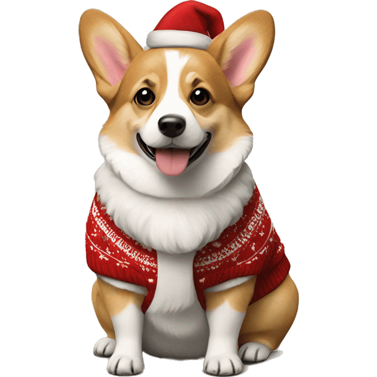 Welsh corgi wearing christmas Sweater  emoji