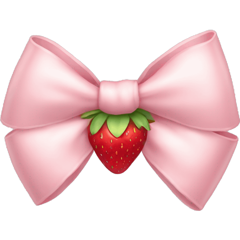 pale pink bow with strawberry in the middle emoji