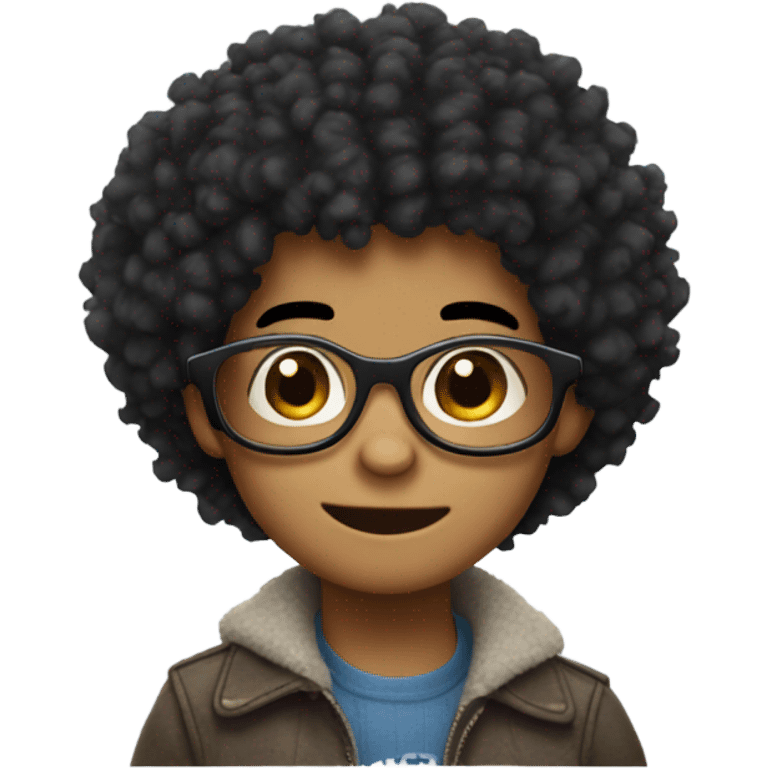 Stitch boy with glasses and Afro  emoji