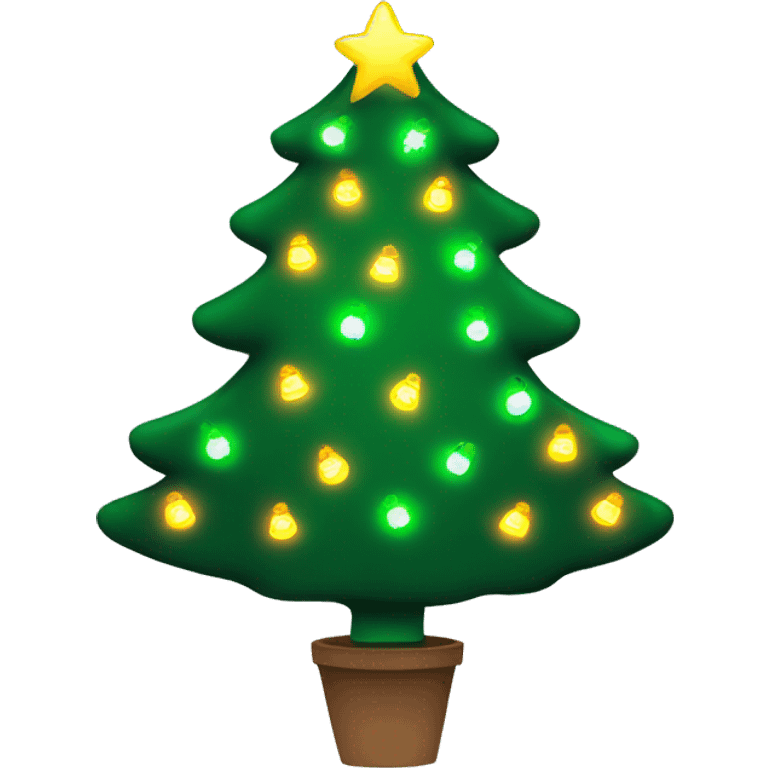 a green christmas tree with glowing christmas lights  emoji